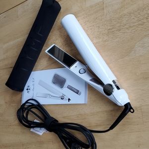White TYME curling/straightening Iron